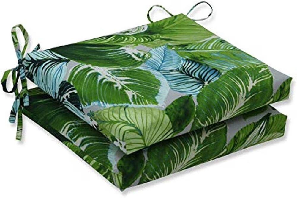 Set of 2 Pillow Perfect Tropic Indoor/Outdoor Chair Pad with Ties